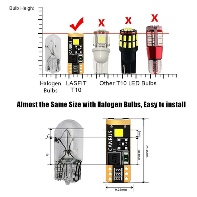 8 Colors License Plate Dome Map Side Marker T10/ 168/ 194 Bulbs | CANBUS Error Free