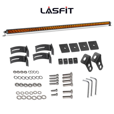 Lasfit 52" Off-Road LED Amber Light Bar With Slim Single Row Combo Flood Spot Design | Roof Rack Windshield Mount