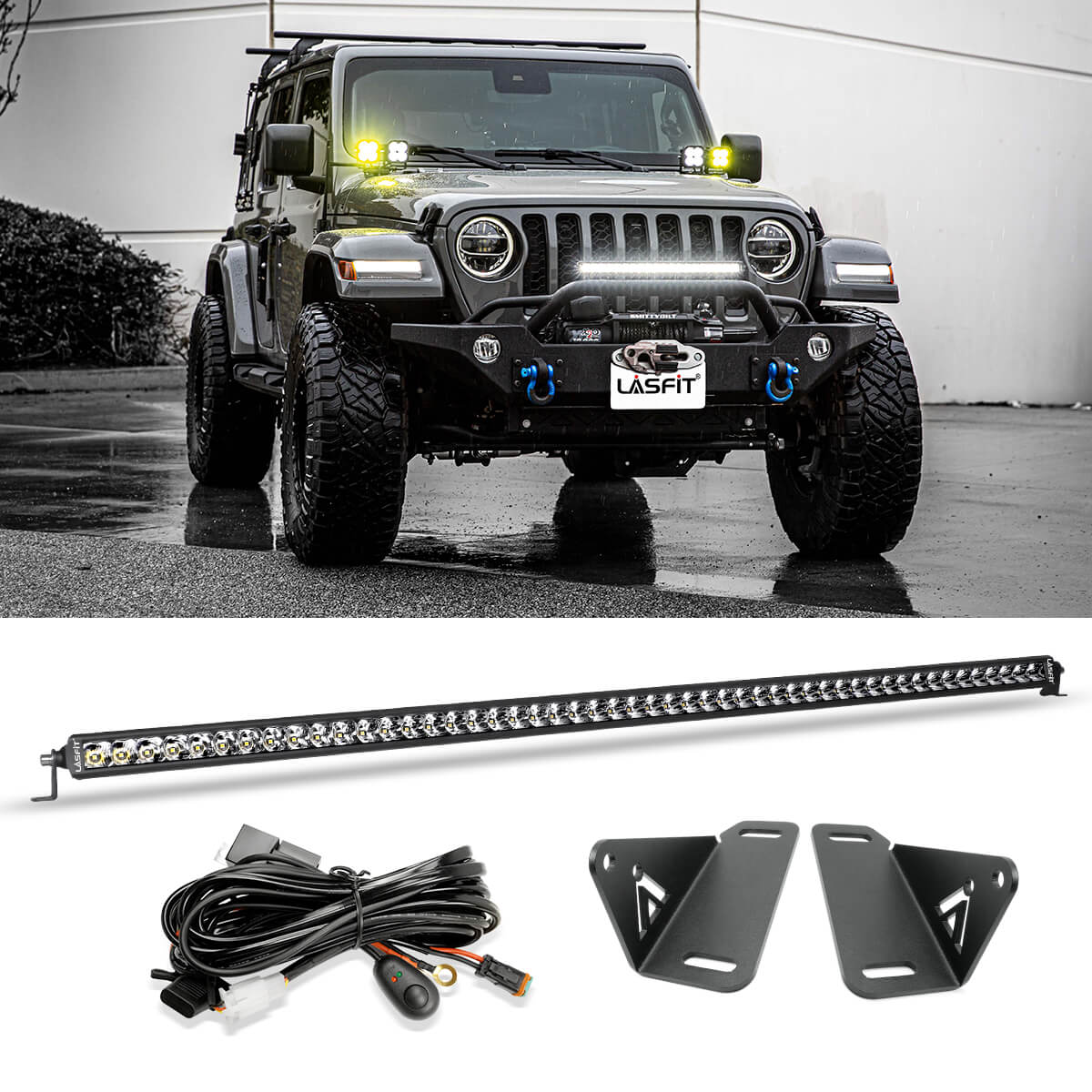 52 Light Bar Hood Mount Kit For 2018-2023 Jeep Wrangler JL Gladiator