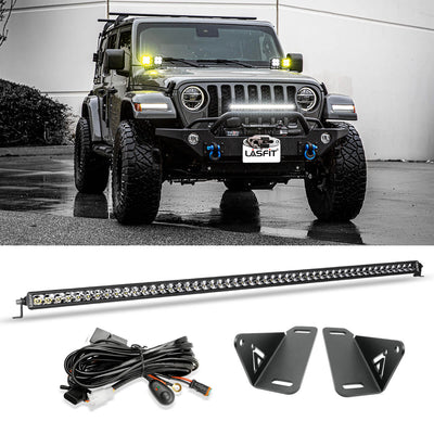 52" Light Bar Hood Mount Kit For 2018-2023 Jeep Wrangler JL Gladiator JT | LASFIT