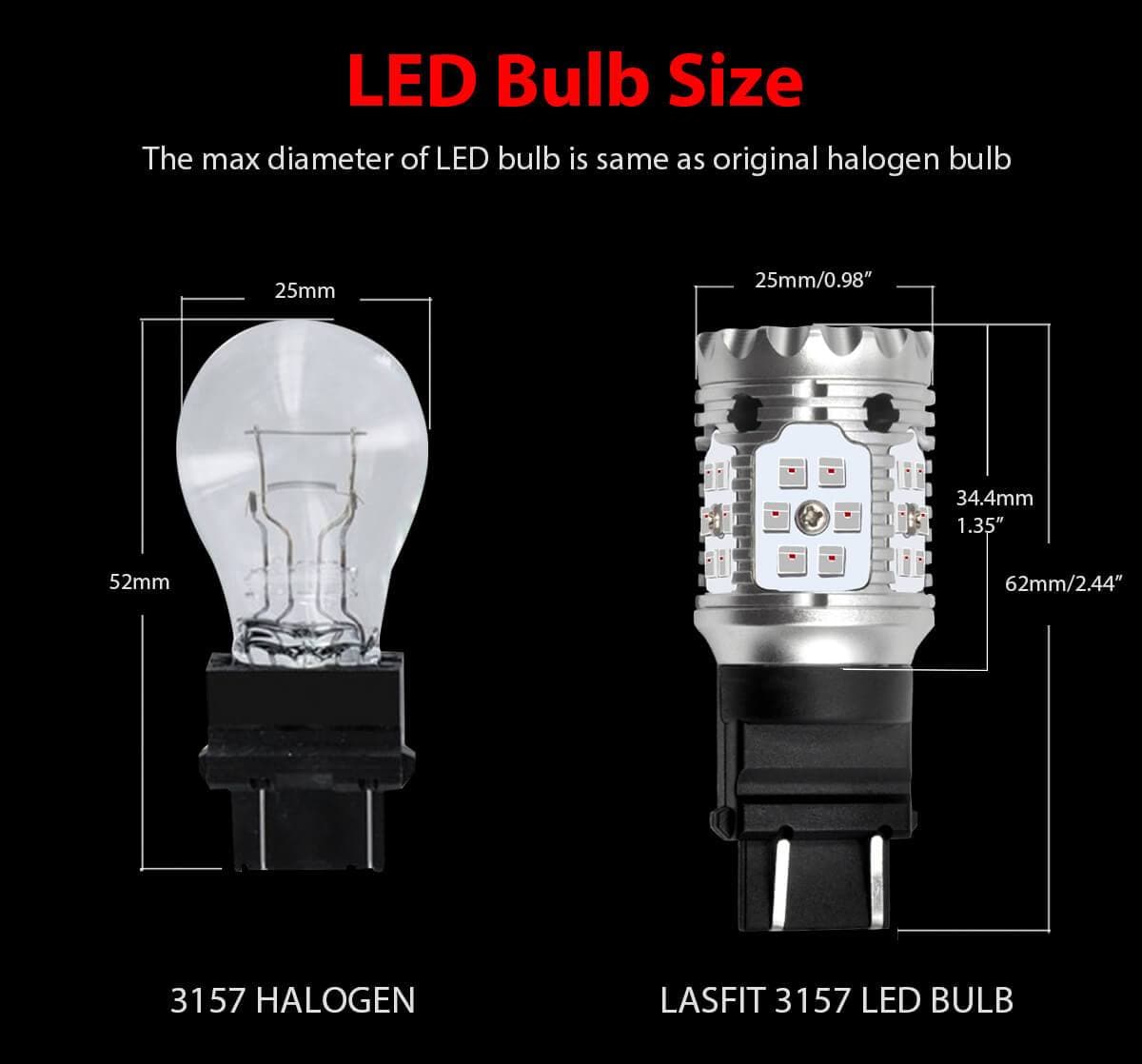 3157 4057 Red CANBUS Anti Hyper Flash LED Turn Signal Lights LASFIT