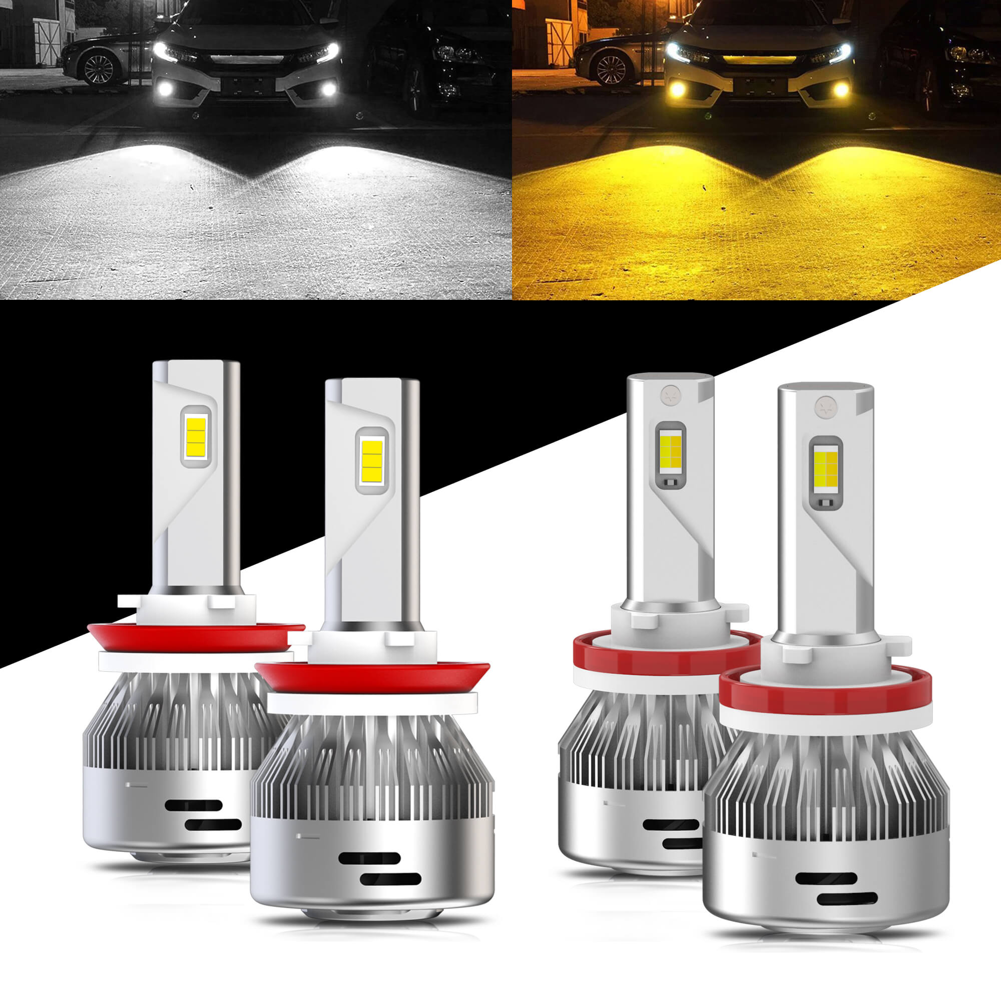 beviser sikkerhed Milestone H11/H8/H16 LED Bulbs and Fog Lights Combo Package｜4 Bulbs