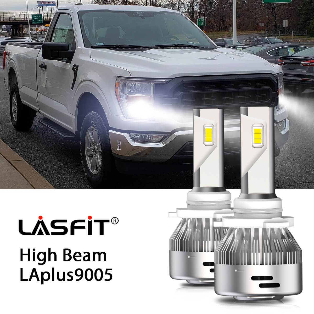 Lasfit Combo 9005 9006 LED Headlight Bulbs High & Low Beam, 60W 6000LM 6000K Cool White, 4pcs, Size: 9005/HB3; 9006/HB4
