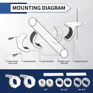 Heavy Duty Universal LED Light Mounting Clamps for 1" - 2" Bar | LASFIT