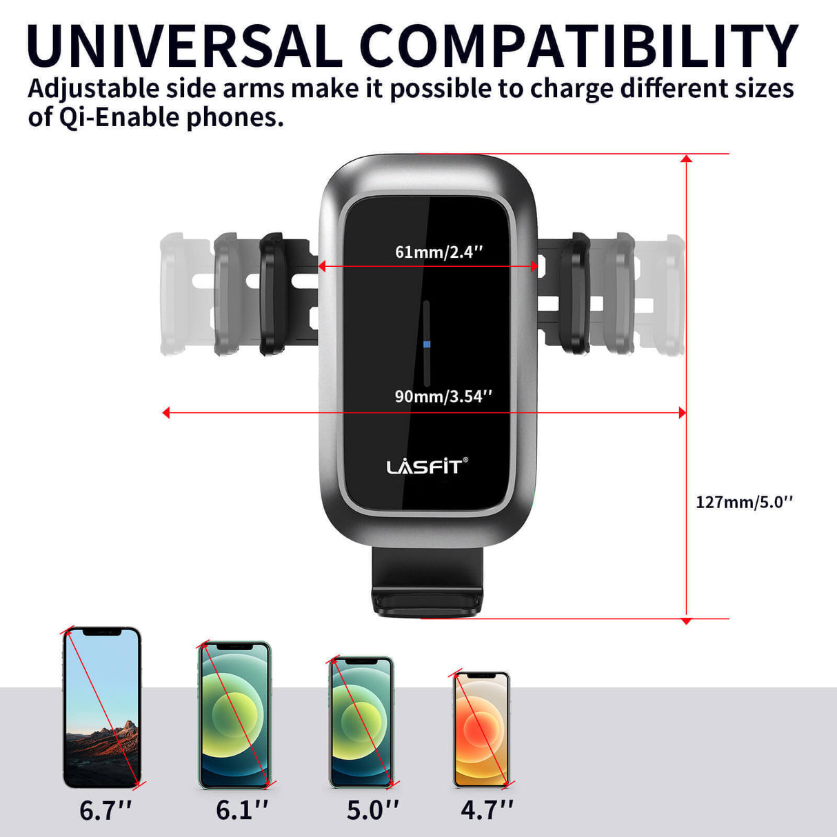 [AC Version] Wireless Car Charger Phone Holder 15W Qi Fast Charging Dash Windshield Air Vent Mount