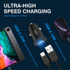 Car Charger All Metal Double Ports 2 Types Fast USB Charger QC3.0/2.0/1.0 PD3.0/2.0/1.0