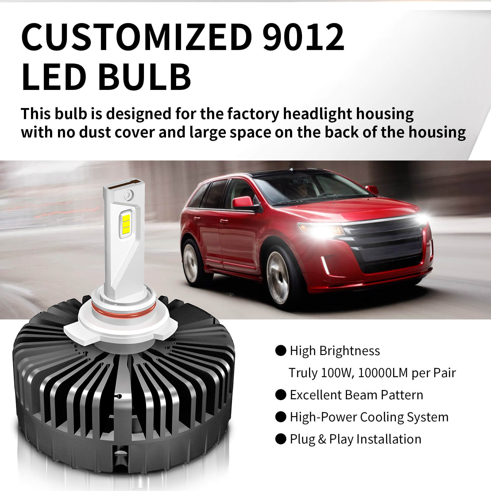 9012 HIR2 LED Replacement Headlight Lamp Bulbs (2 Pack) - GENSSI
