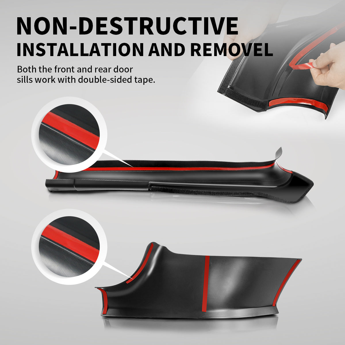Fit For 2020-2023 Tesla Model Y Door Sill Protector Matte TPE & ABS Front and Rear Door Entry Guard Decoration Scuff Plate Accessories, Don't fit 7 Seats