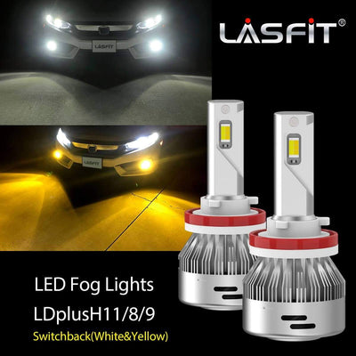 Switchback H11/H16 LED Fog Light and White/Amber 7443 Front Turn Signal Light Combo Package | 4 Bulbs