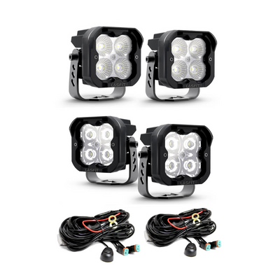 3" LED Pod Sport Series Flood + Spot Ditch Light Front Rear Roof Bumper Combo Package