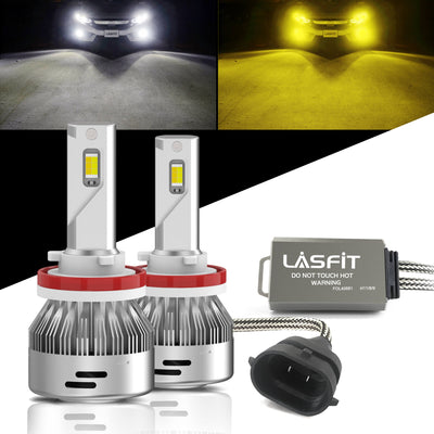 Bright White 9005/HB3 LED Bulbs and Switchback H11/H16 Fog Lights Combo Package | 4 Bulbs