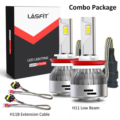 LA Plus Series H11 LED Bulbs 60W 6000LM 6000K Plus H11 Extension Cable To Replace H11B Bulbs