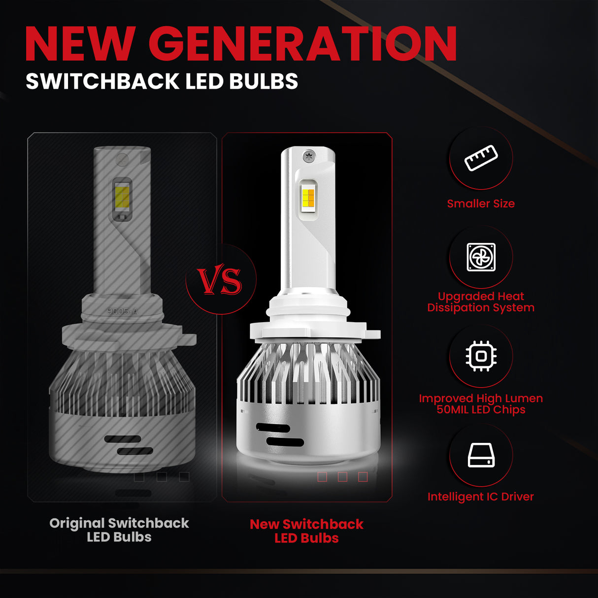 60W 9005 HB3 LD Plus Series | 6,000LM 6000K/3000K LED Bulbs