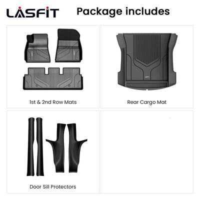 Tesla Model 3 Floor Mats 2021 TPE Material 1st & 2nd & Cargo Custom All Weather Guard Interior Liners