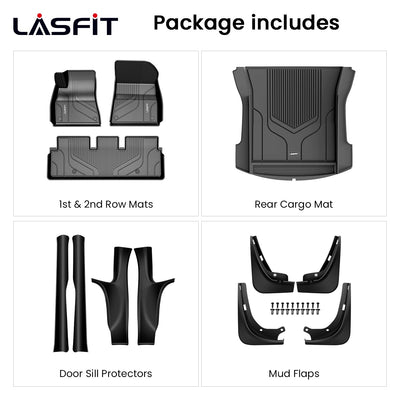 Tesla Model 3 Floor Mats 2022-2023 TPE Material 1st & 2nd & Cargo Custom All Weather Guard Interior Liners