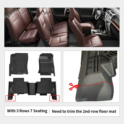 Lexus GX460 2014-2021 2022 Custom Floor Mats TPE Material 1st & 2nd Row Only