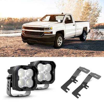 3" LED Pod Ditch Light Kit for 2014-2018 Chevrolet Silverado 1500 | LASFIT