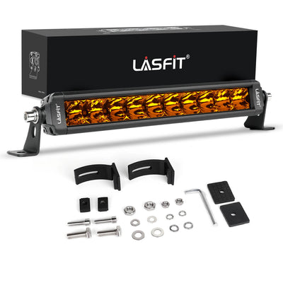 Lasfit 12" Off-Road LED Amber Light Bar With Slim Single Row Combo Flood Spot Design | Bumper Grille Mount
