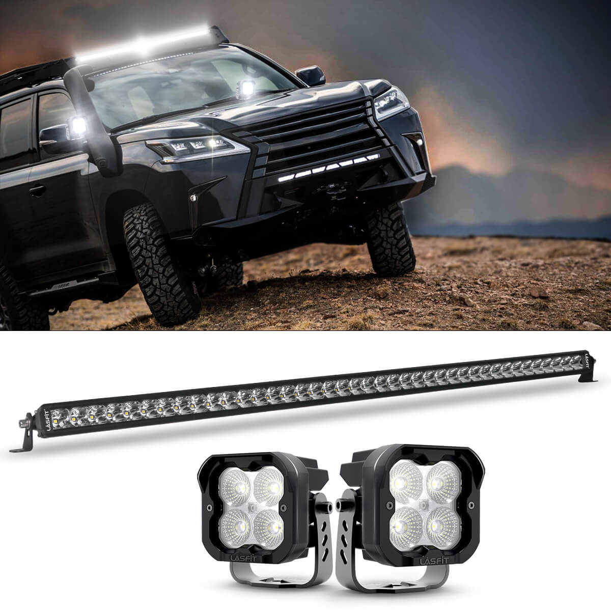 Lexus GX 460 470 Off Road Light Bars 3 LED Pods Auxiliary Lights