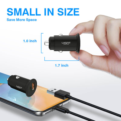 Car Charger All Metal Double Ports 2 Types Fast USB Charger QC3.0/2.0/1.0 PD3.0/2.0/1.0