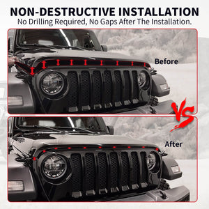 no gaps after the installation with the lasfit  jeep hood lock 