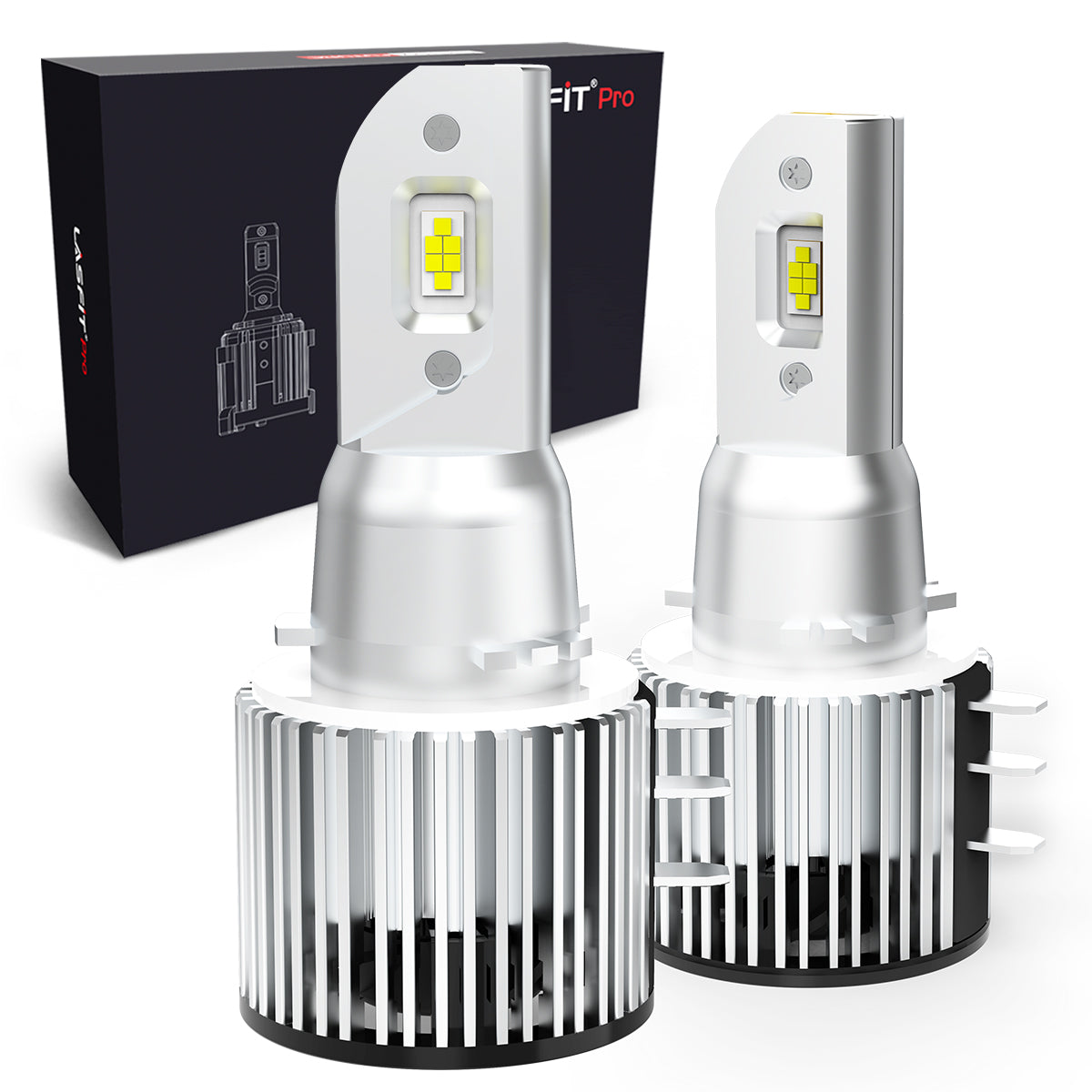 Lasfit H7 LED Bulbs w/Adapter-Retainer-Holder Special for Large, White