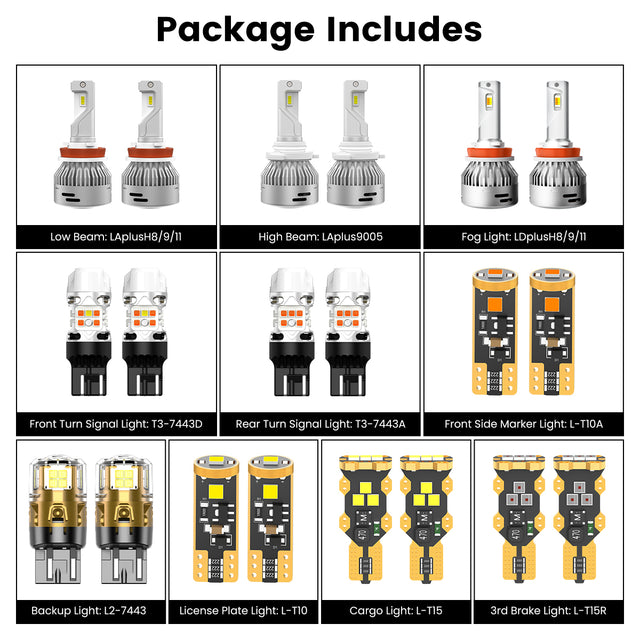 combo package led bulbs for 2019-2023 Ford Ranger XL with fog lights