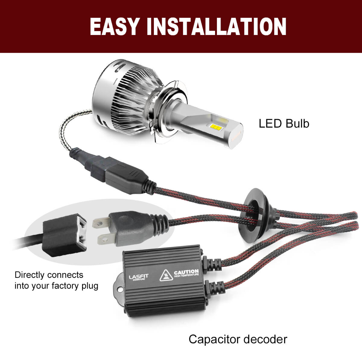 AnyCar H7 LED Bulb Decoder Canbus Resistor Anti-flicker Harness,Dashboard  Warning Error Free EMC Canceller Decoder