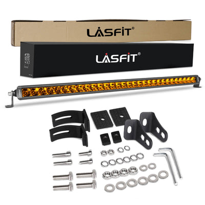 Lasfit 32" Off-Road LED Amber Light Bar With Slim Single Row Combo Flood Spot Design | Bumper Grille Mount