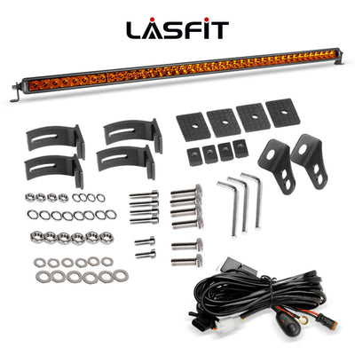 Lasfit 42" Off-Road LED Amber Light Bar With Slim Single Row Combo Flood Spot Design | Roof Rack Windshield Mount