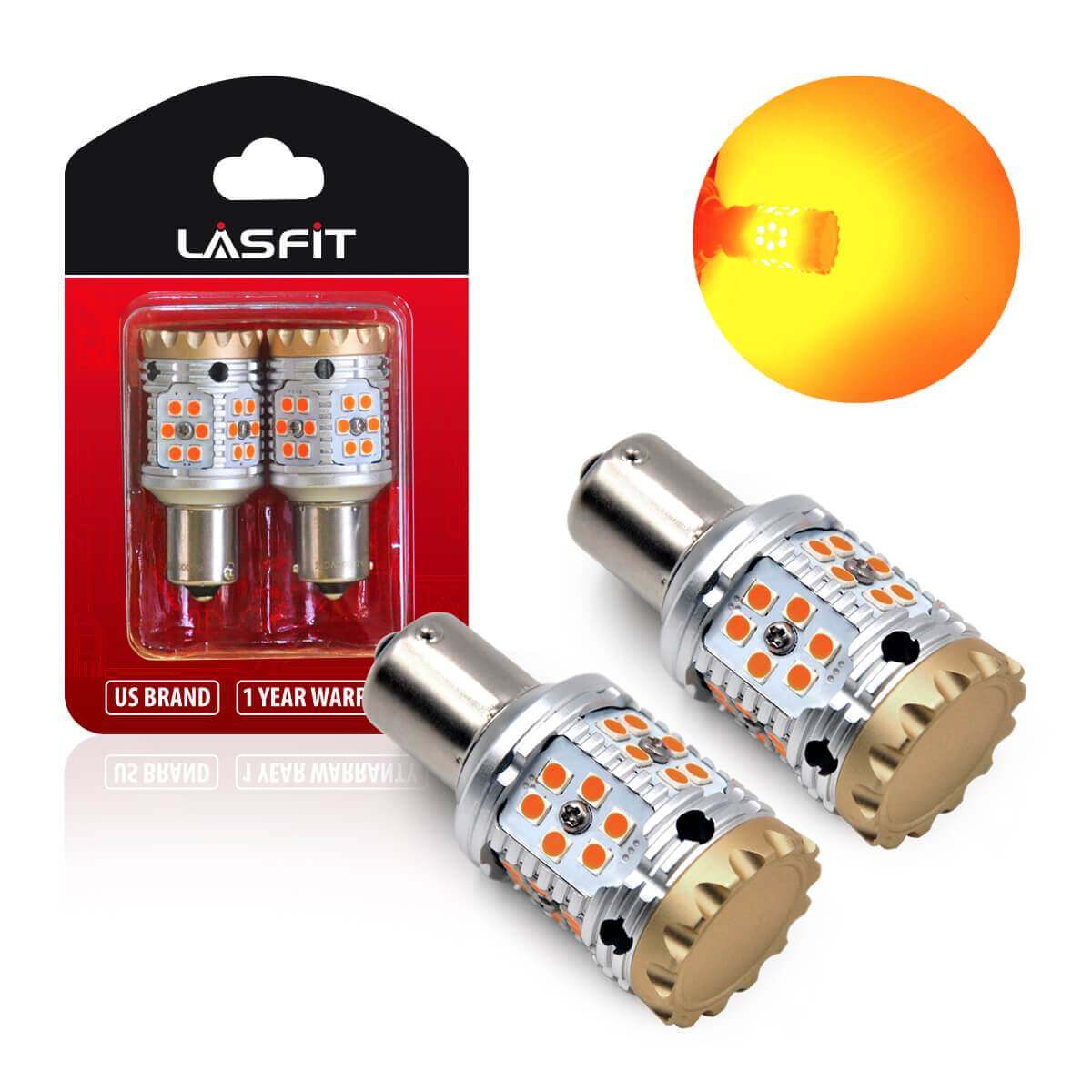 1156 P21W CANBUS Hyper Flash LED Turn Signal Lights, Amber Yellow