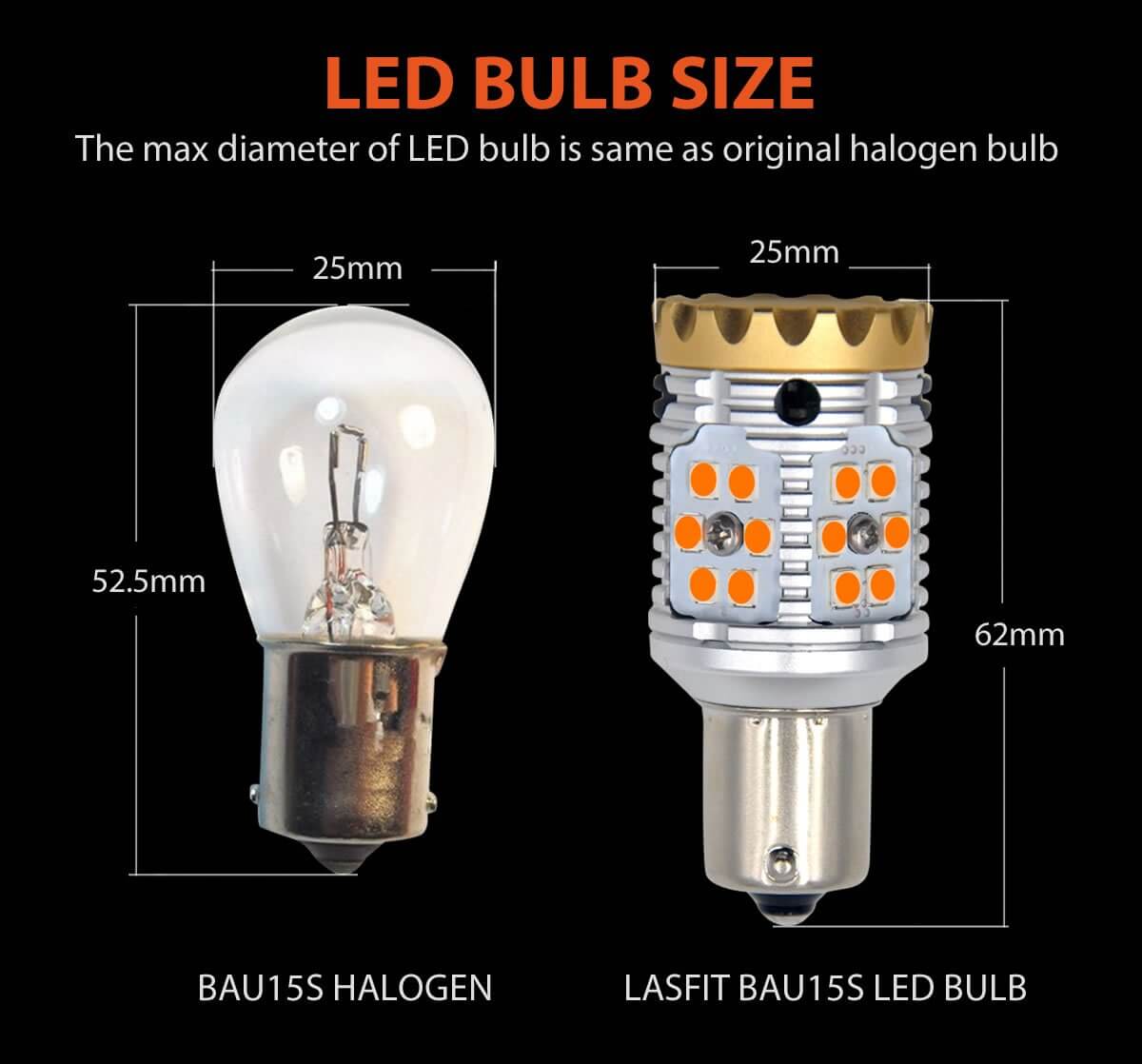 BAU15S 7507 PY21W 5009 Turn Signal Light Canbus No Error Led Bulb Amber  Blinker 144 Lamp 3014 High Brightness Chip 3000k 18W