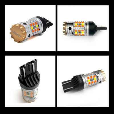 7443 7444 CANBUS Error Free Anti Hyper Flash Switchback LED Turn Signal Light Dual Color Blinker Bulb-CK Socket, 2 Bulbs