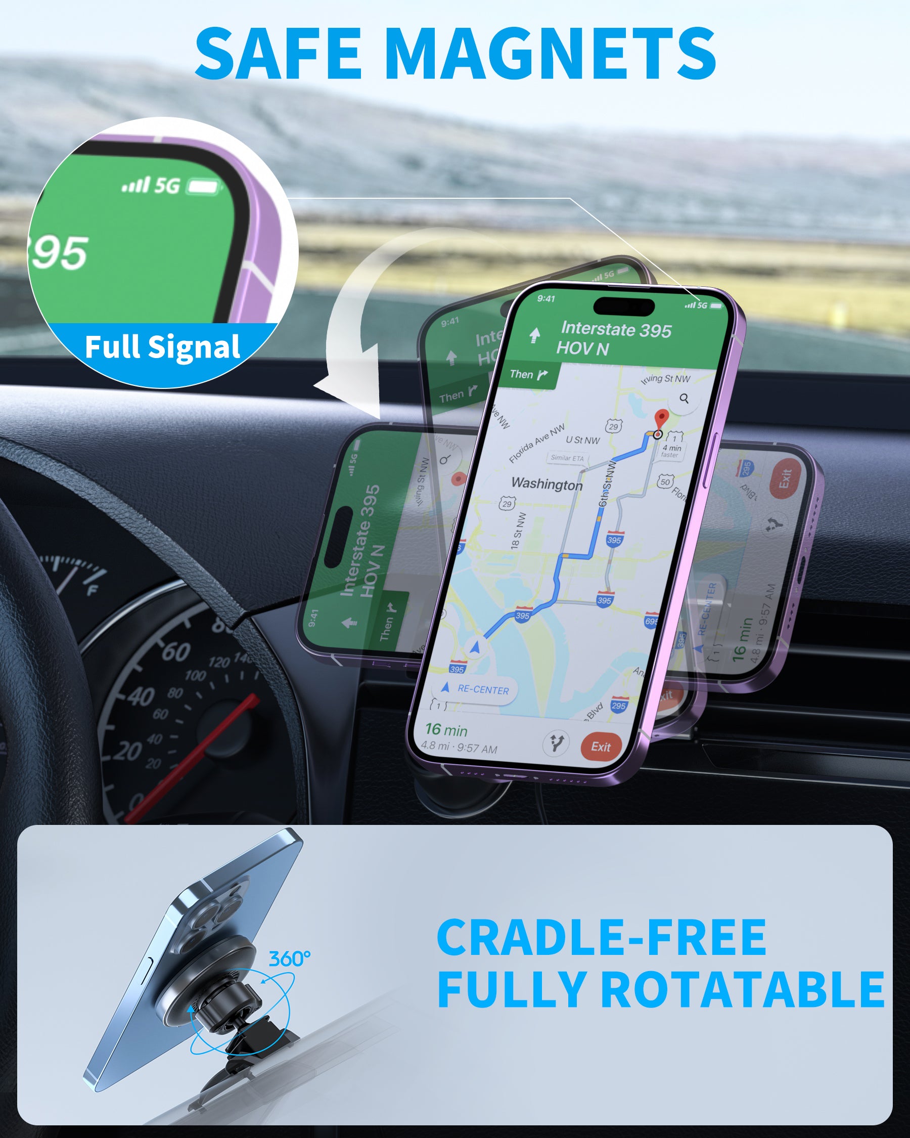  UGREEN Phone Holder for Tesla MagSafe Strongest Magnet Power  Magnetic Phone Mount Holder for Tesla Model 3 Y, iPhone Phone Mount  Compatible with iPhone 15 14 13 Plus Pro Max Series 