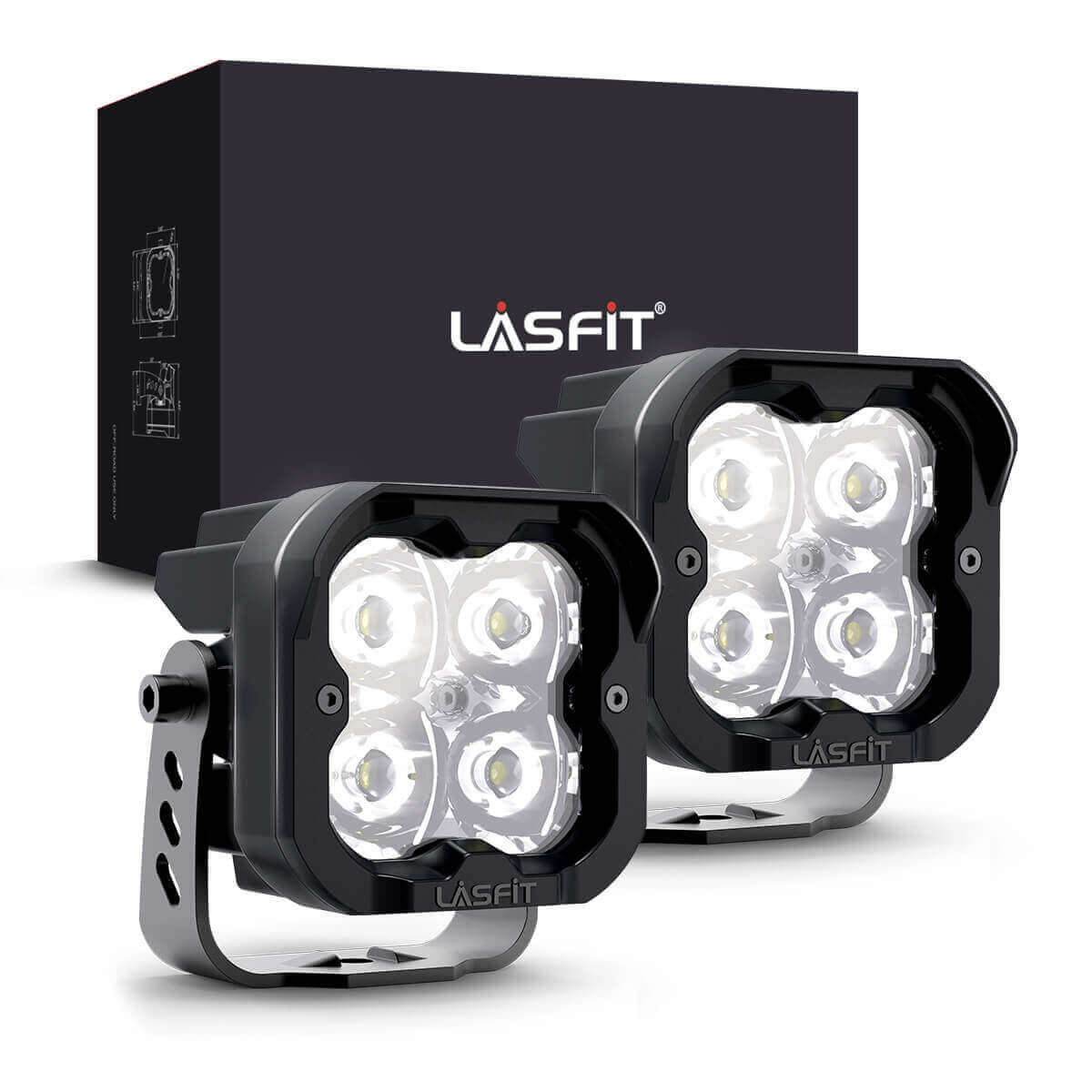 Lasfit 3" Pod Lights Off-Road Hood Mount Ditch Lights | 18W